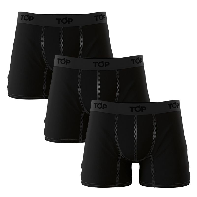 TOP - Pack 3 Boxer Negros Medio Algodón Top.