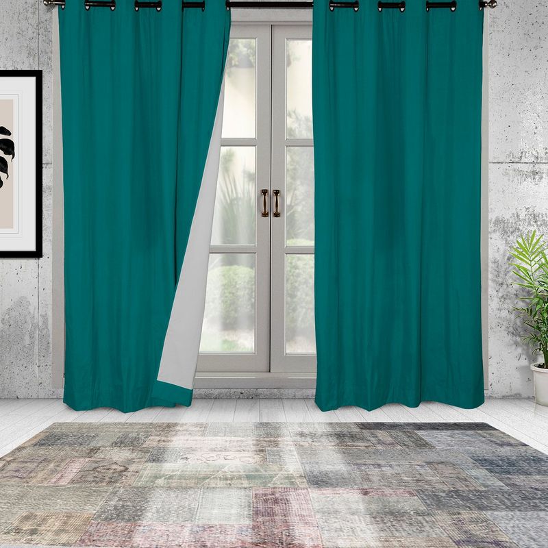MASEL - Set 2 Cortinas Black Out Microfibra Turquesa   140 X 225