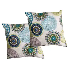 MASEL - Set 2 Cojin Terraza 50 X 50 Lona Mandala Verde