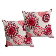 MASEL - Set 2 Cojin Lona Terraza 50 X 50 Mandala Roja