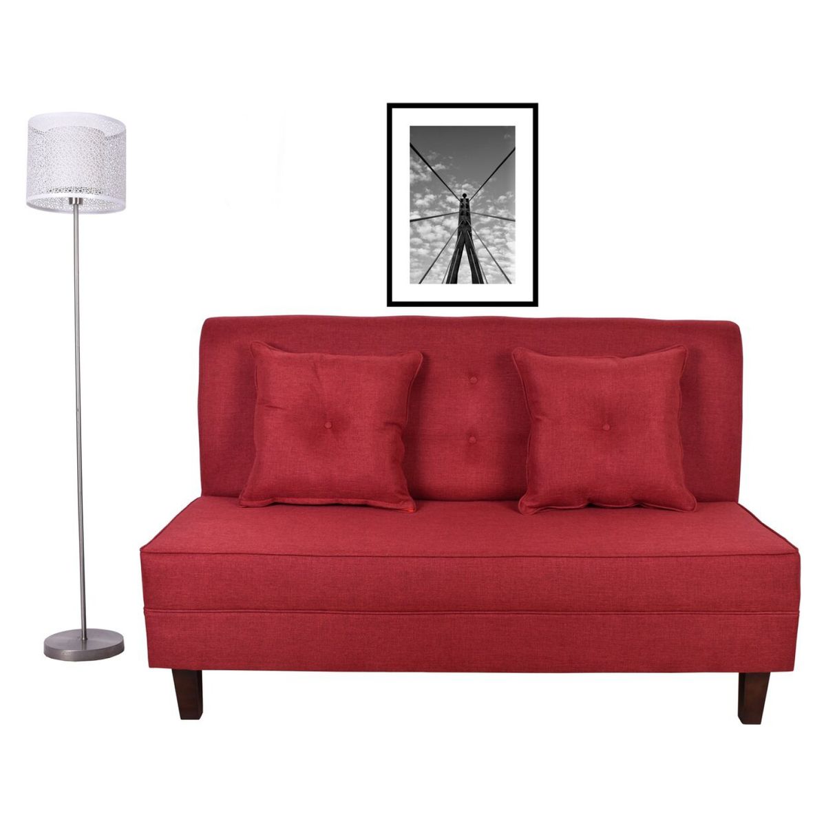 MASEL - Sofá 2 Cuerpos Urbana  Tela Burdeo 150x 80 x 95