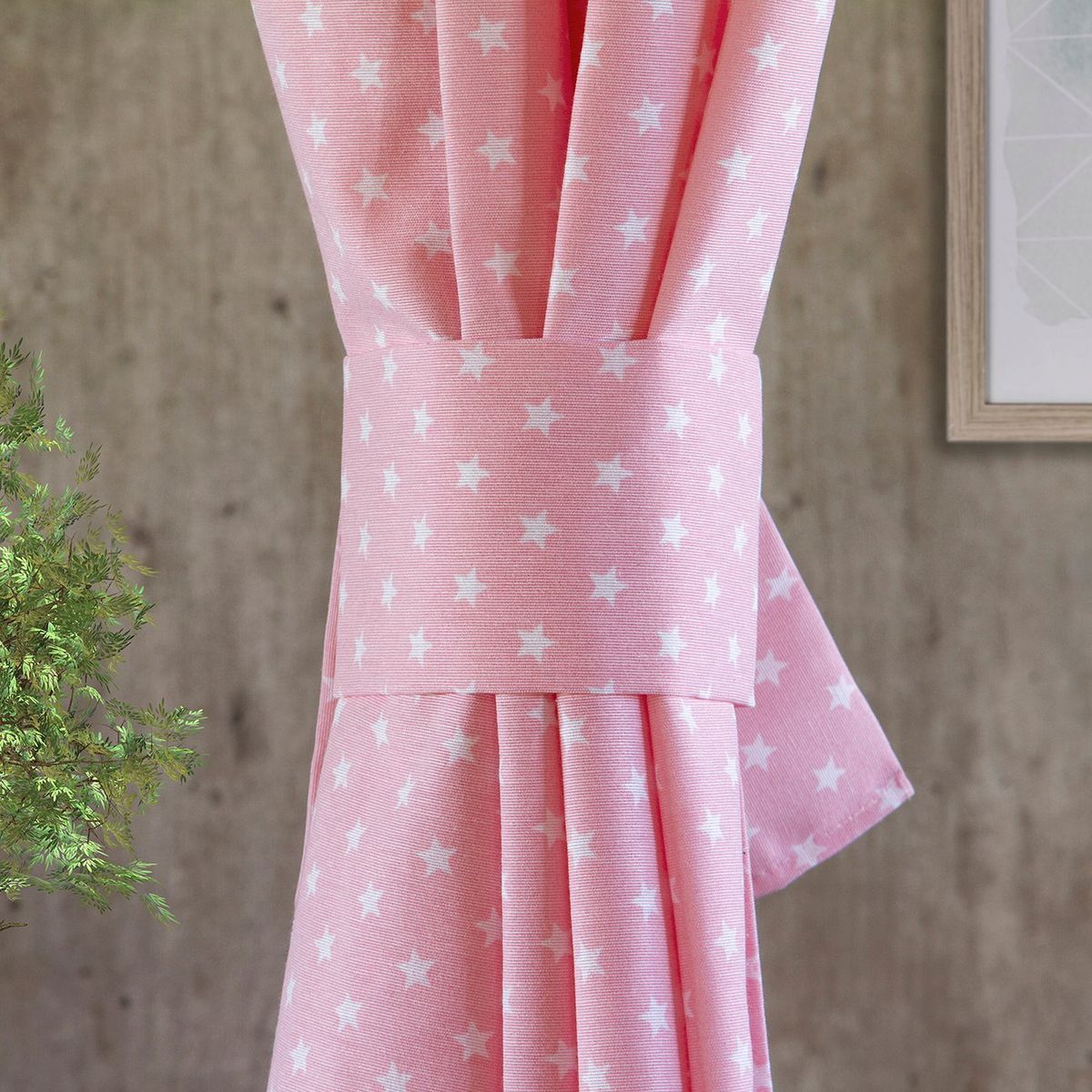 MASEL - Cortina Lona Estrellitas Mini Rosado 140 X 225