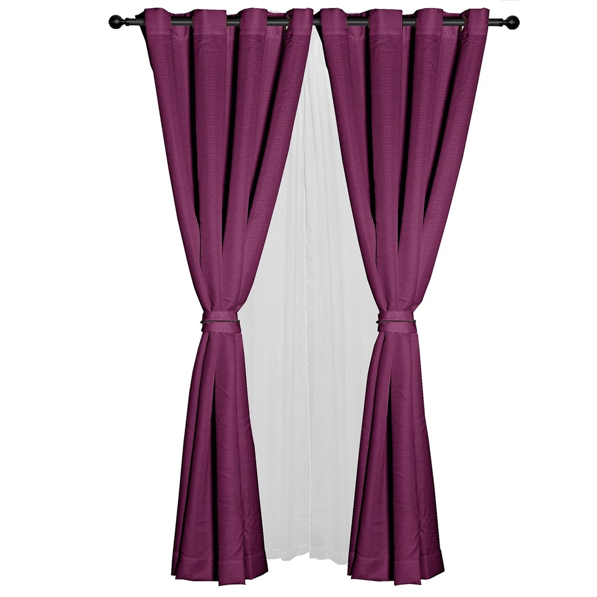 MASEL - Set Cortinas Barbara 8 Piezas Morado