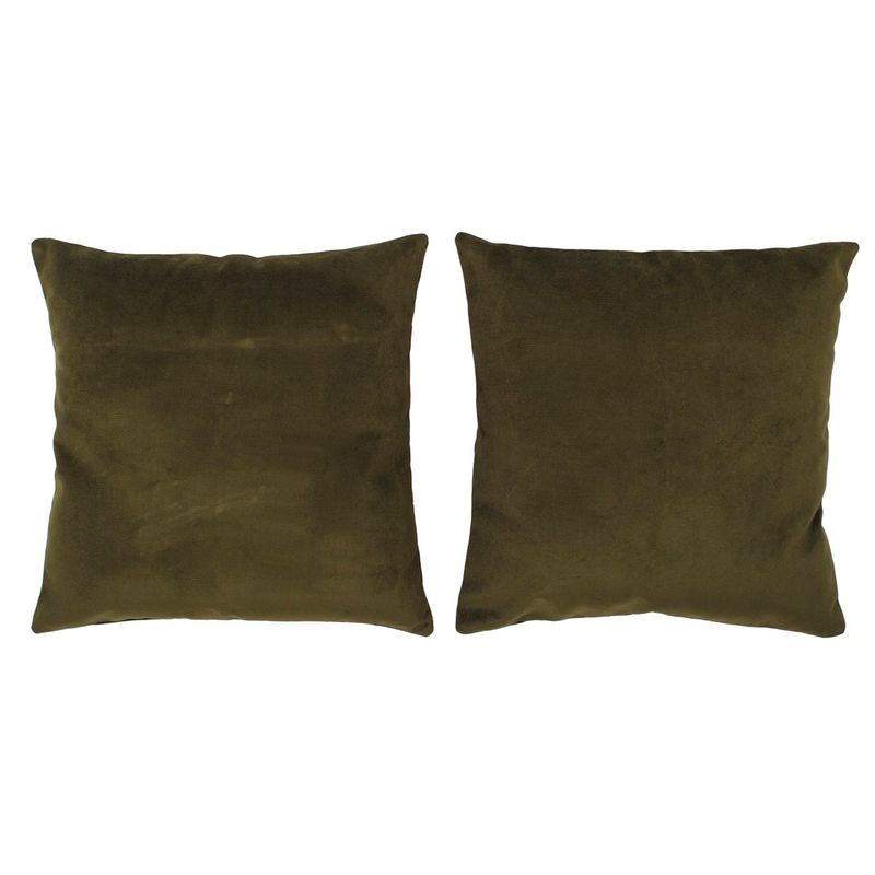 MASEL - Set 2 Cojines Felpa Velvet Verde Oliva