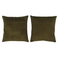 MASEL - Set 2 Cojines Felpa Velvet Verde Oliva