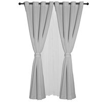 Set De Cortinas Barbara 8 Piezas Gris140 X 225.