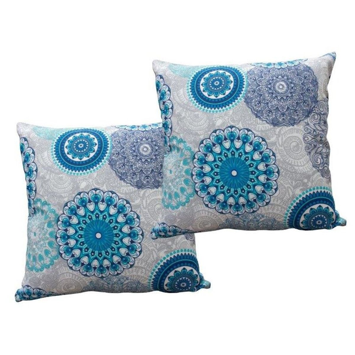 MASEL - Set 2 Cojin Terraza 50 X 50  Lona Mandala Turquesa