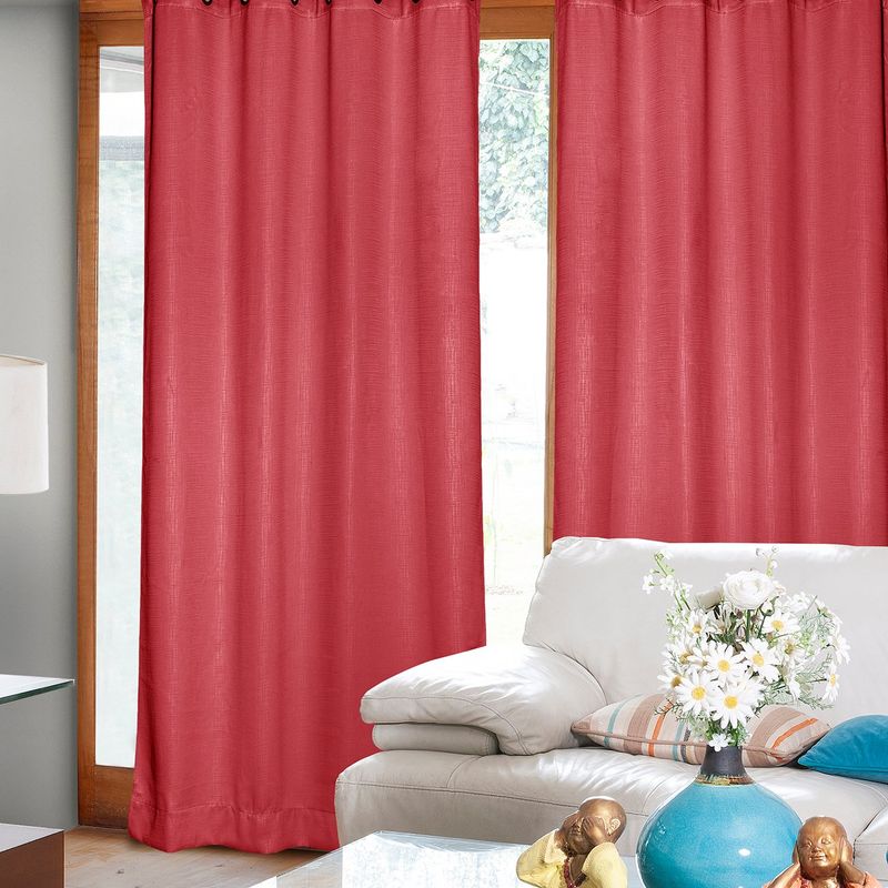 MASEL - Set 2 Cortinas Sun Screen Embosed Rojo 140X225 Cm