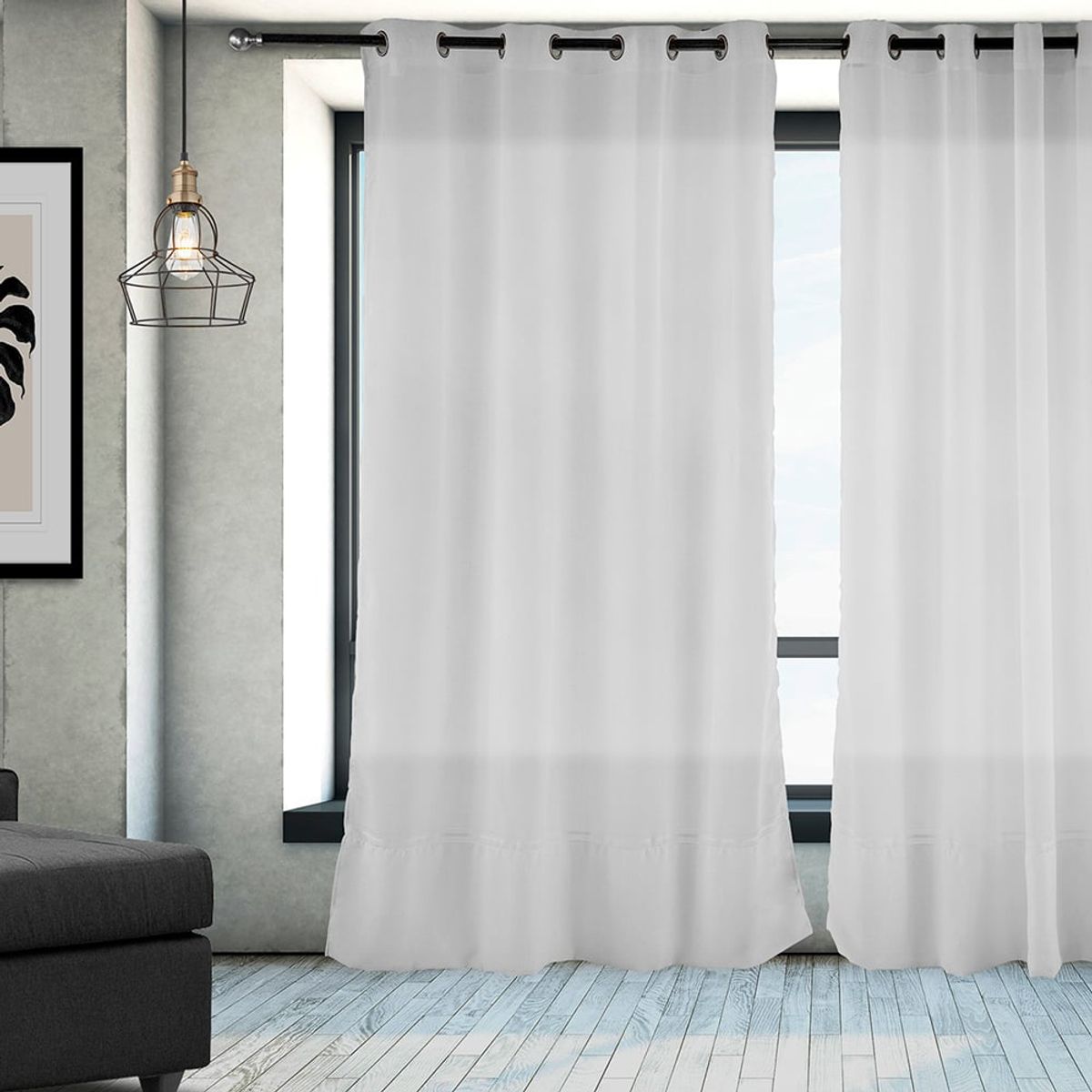 MASEL - Set Cortinas Gasa Basta Ivory 140 X 225