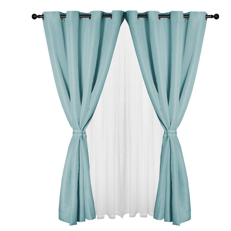 MASEL - Set Cortina Yasmin 8 Pzas  140 X 225 tela Turquesa