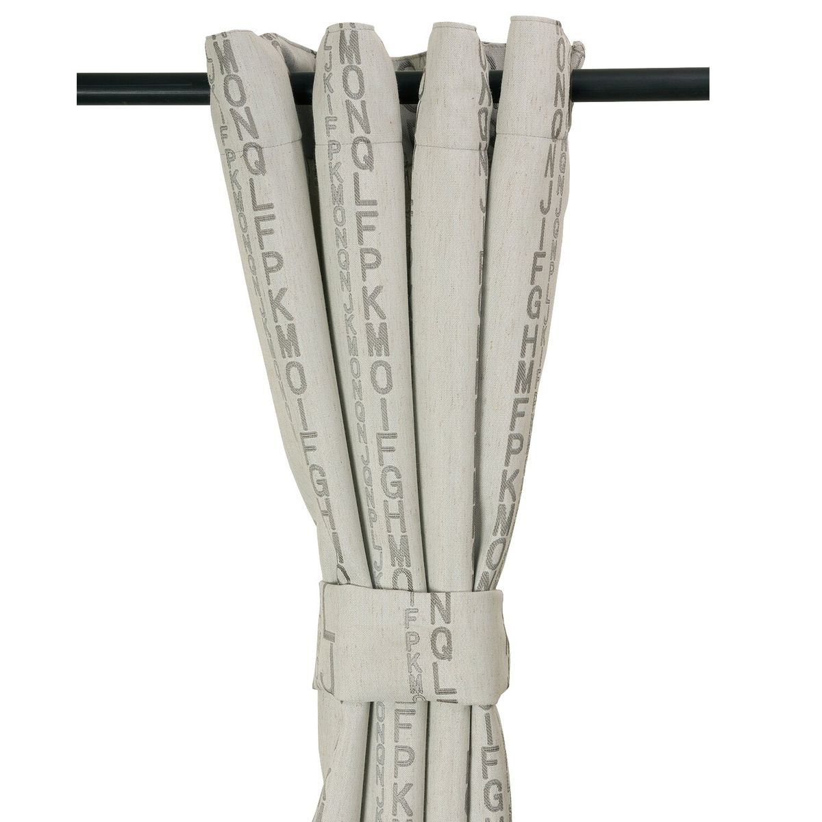 MASEL - Cortina Lino Letras Gris Claro 140 X 225.