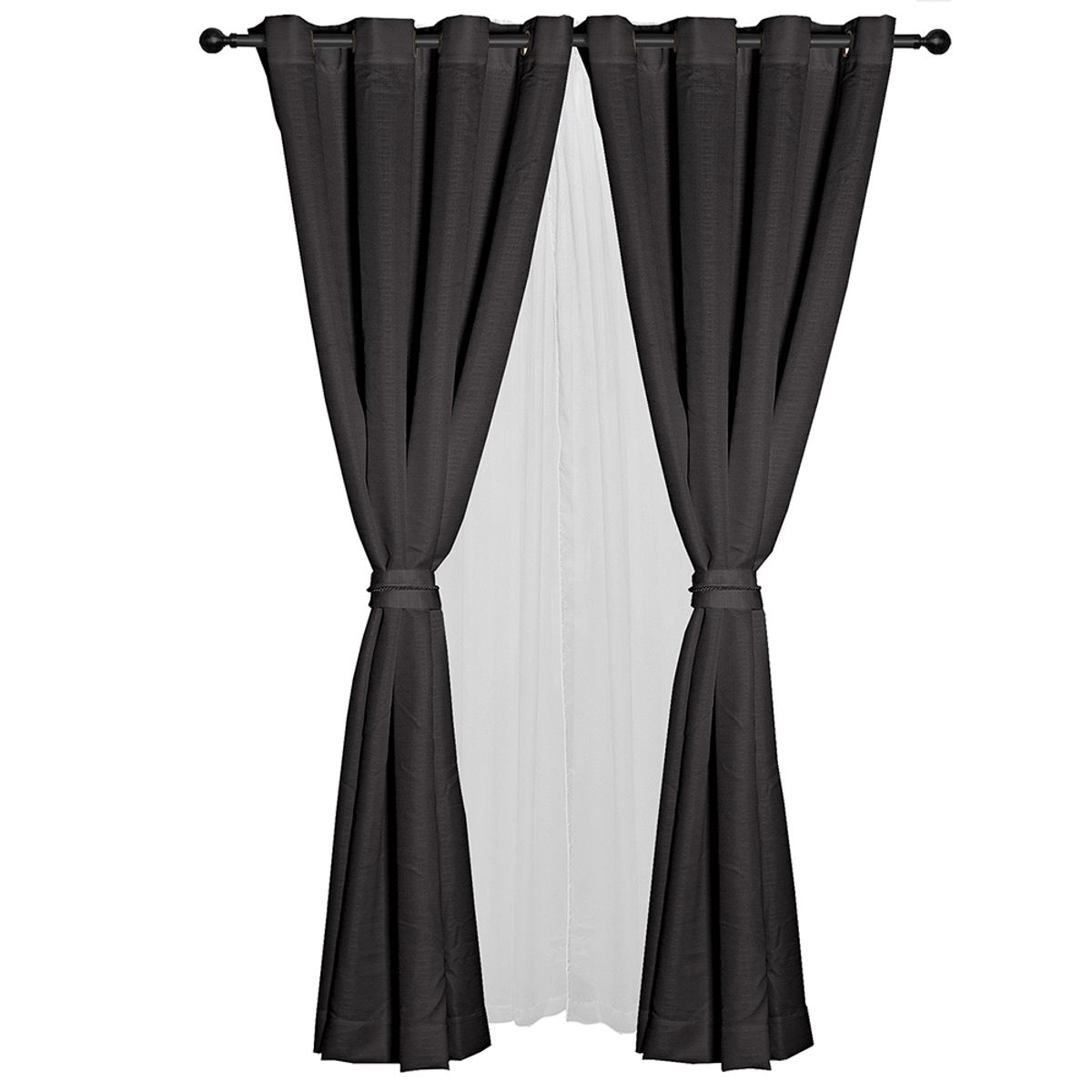 MASEL - Set Cortinas Barbara 8 Piezas Negro 140X225