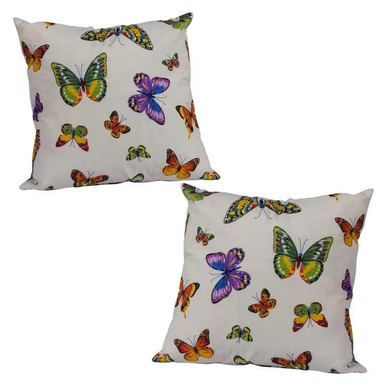 Set 2 Cojines Loneta Espanol Farfall Morado 50X50