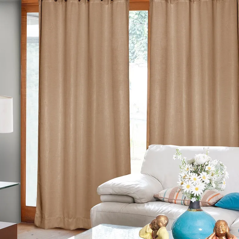MASEL - Set 2 Cortinas Sun Screen Embosed  Beige 140x225