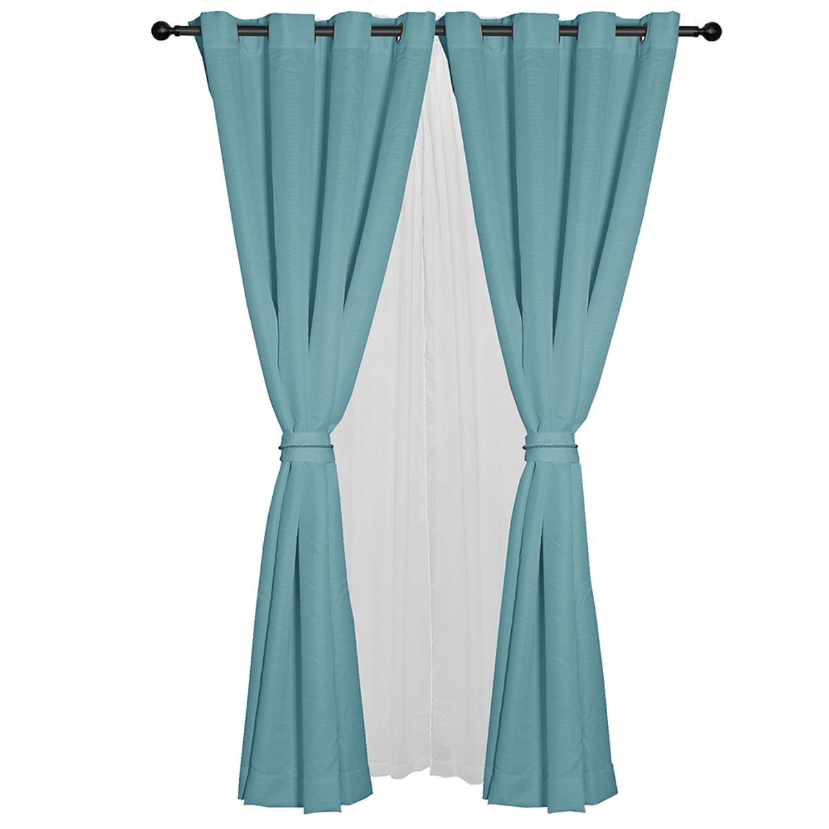 MASEL - Set Cortinas  Barbara 8 Piezas Turquesa  140 X225