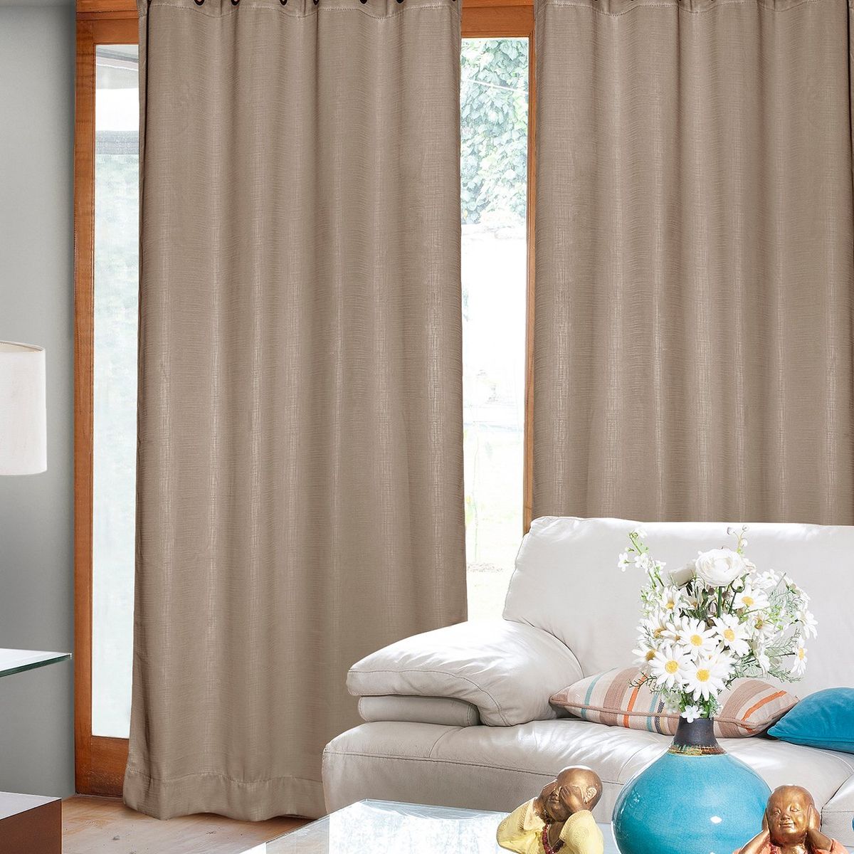 MASEL - Set 2 Cortinas  Embosed Taupe 140x225