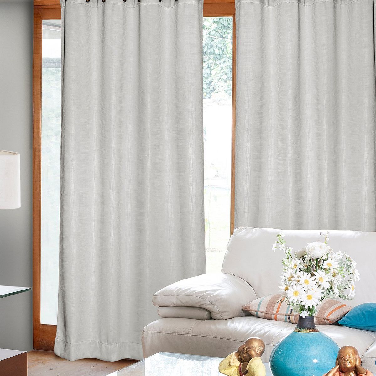 MASEL - Set  2 Cortinas  Embosed Blanco 140x225