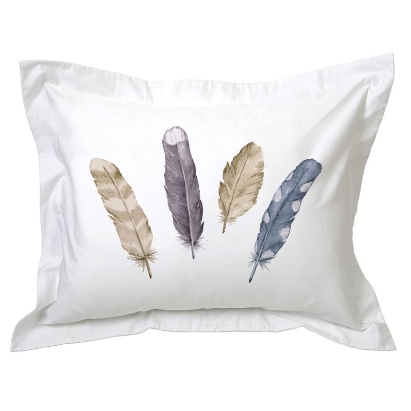 TUYO PRINT - Funda De Almohada Plumas Gris