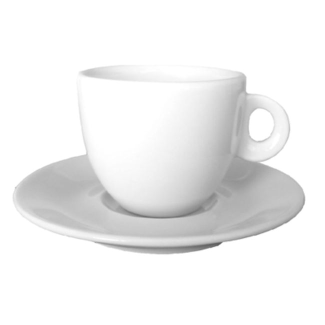 STAR FINE PORCELAIN - SET DE 6 TAZAS CAFE CON PLATILLOS DE PORCELANA BLANCOS REDONDOS 80CC STAR ROUND PARTY STAR FINE PORCELAIN
