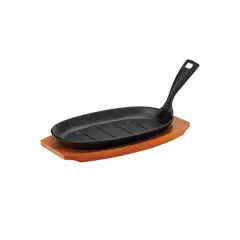 UTOPIA - Plato Ovalado Fierro Con Base Madera 24Cm