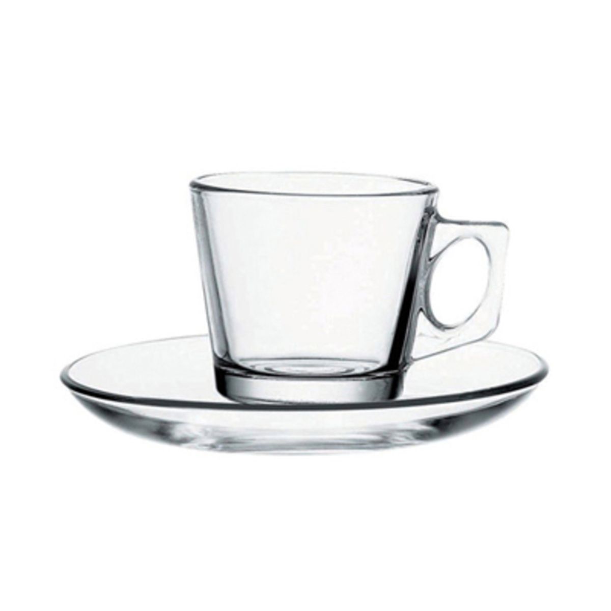 PASABAHCE - Set 12 tazas con platillo vidrio 80cc PASABAHCE