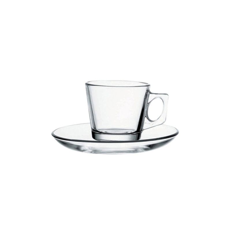 PASABAHCE - Set 12 tazas con platillo vidrio 80cc PASABAHCE