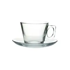 PASABAHCE - Set 6 Tazas Con Platillo Vidrio 195Cc