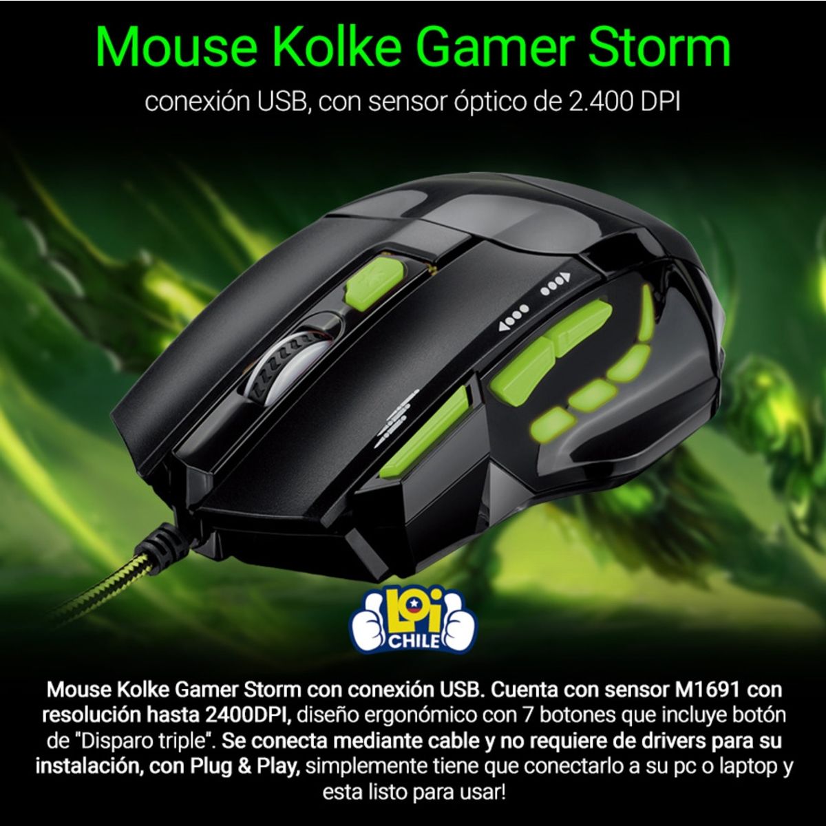 KOLKE - Mouse Gamer Kolke Storm LED Multicolor KOLKE