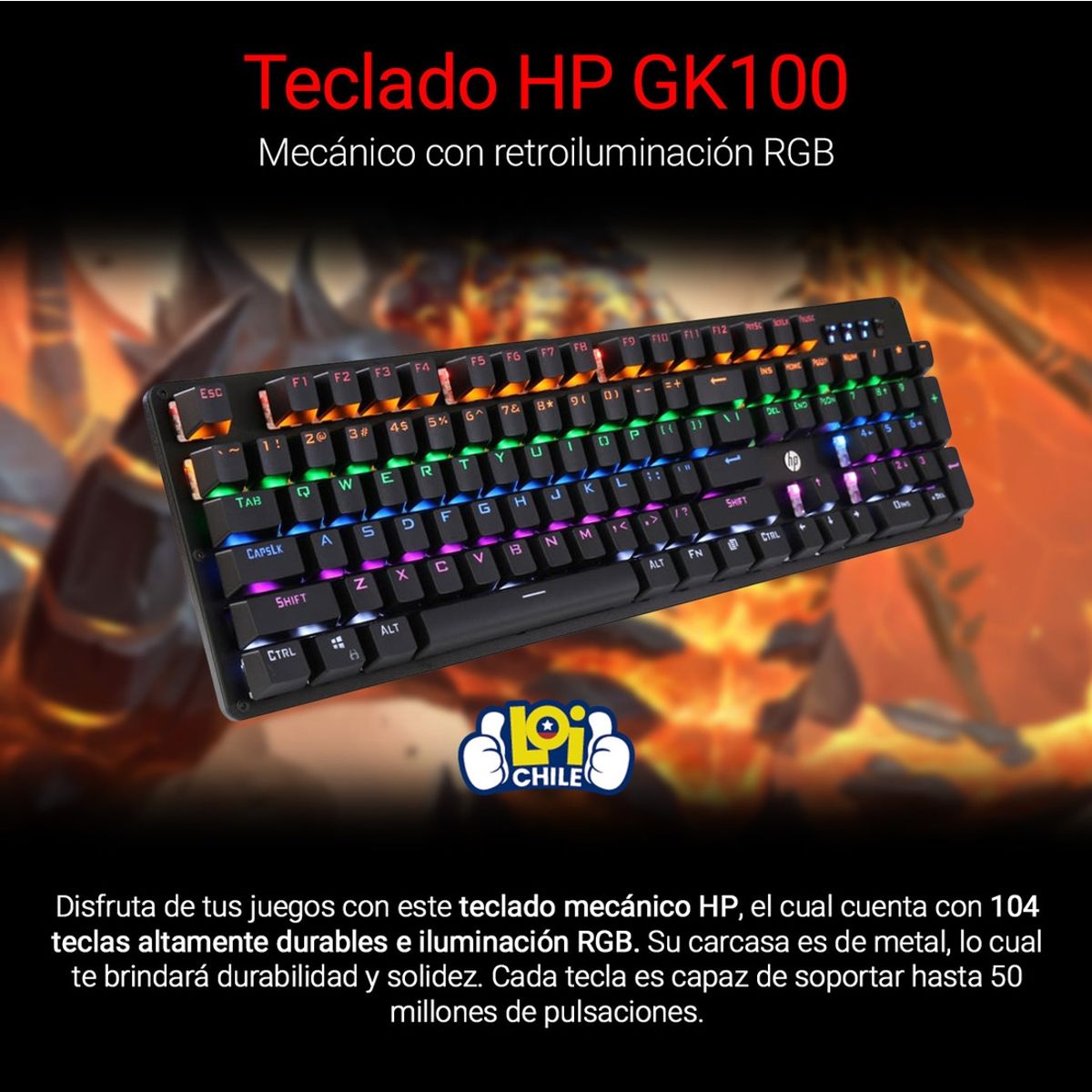HP - Teclado Mecanico Gamer HP Gk100 RGB HP