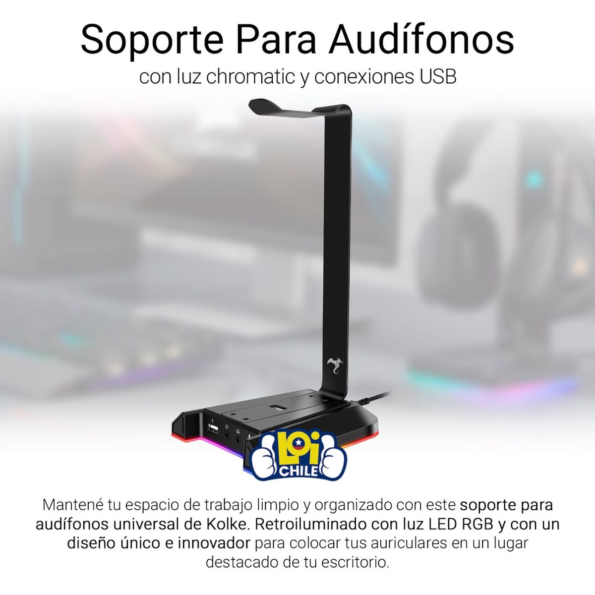 KOLKE - Soporte Para Audifonos Kolke con Luz Chromatic KGI-474 KOLKE