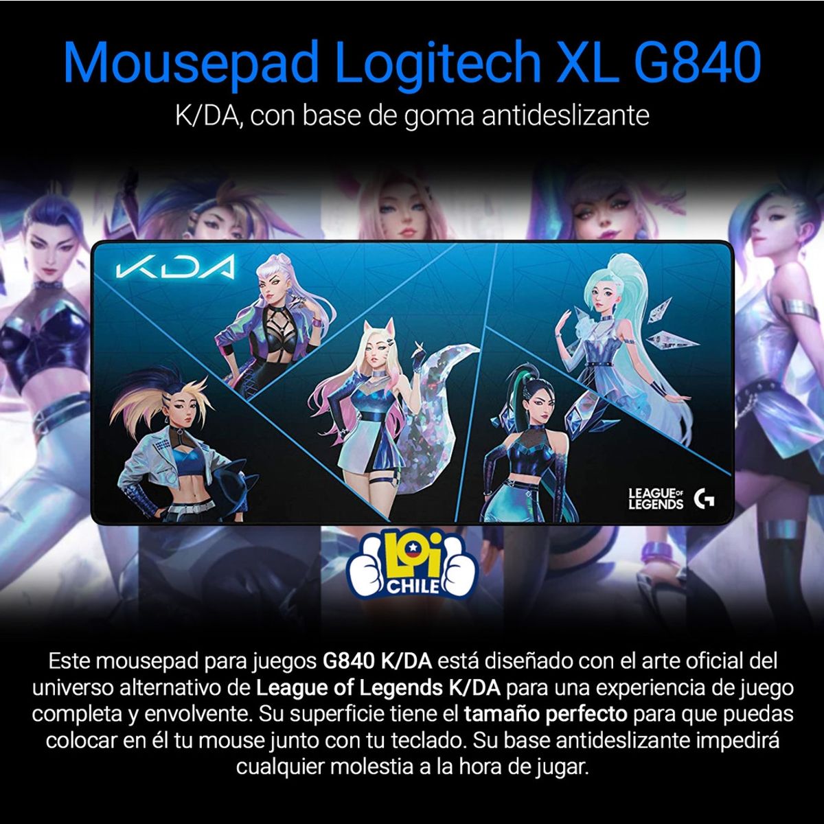 LOGITECH - Mousepad Gamer Logitech XL G840 K/DA