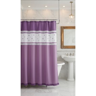 Imagen 2 del producto Cortina de Baño Bordada 180x180 Morado