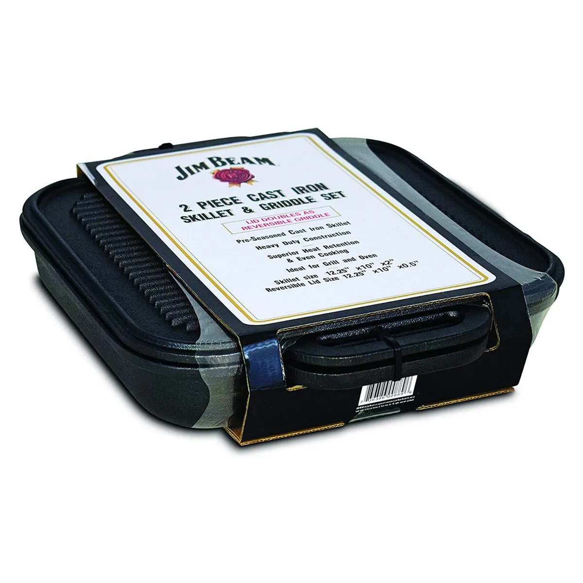 JIM BEAM - Set Sarten Con Plancha Reversible Hierro Fundido