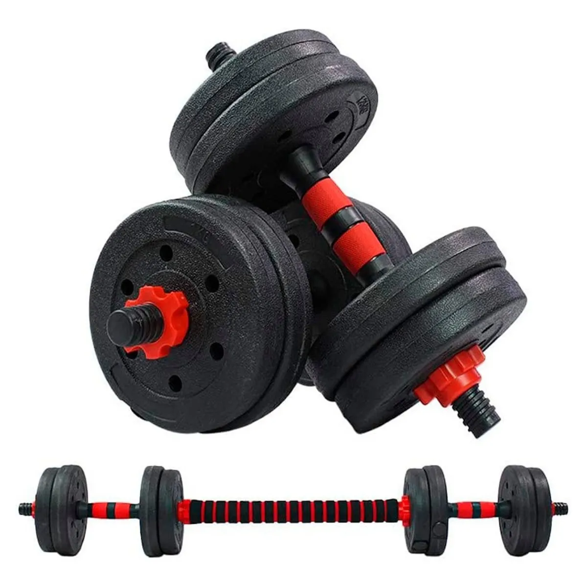 K FIT - Set Mancuernas Con Barra Ajustable 30Kg K-Fit