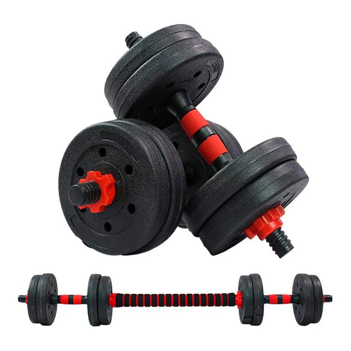 K FIT - Set Mancuernas Con Barra Ajustable 50Kg K-Fit