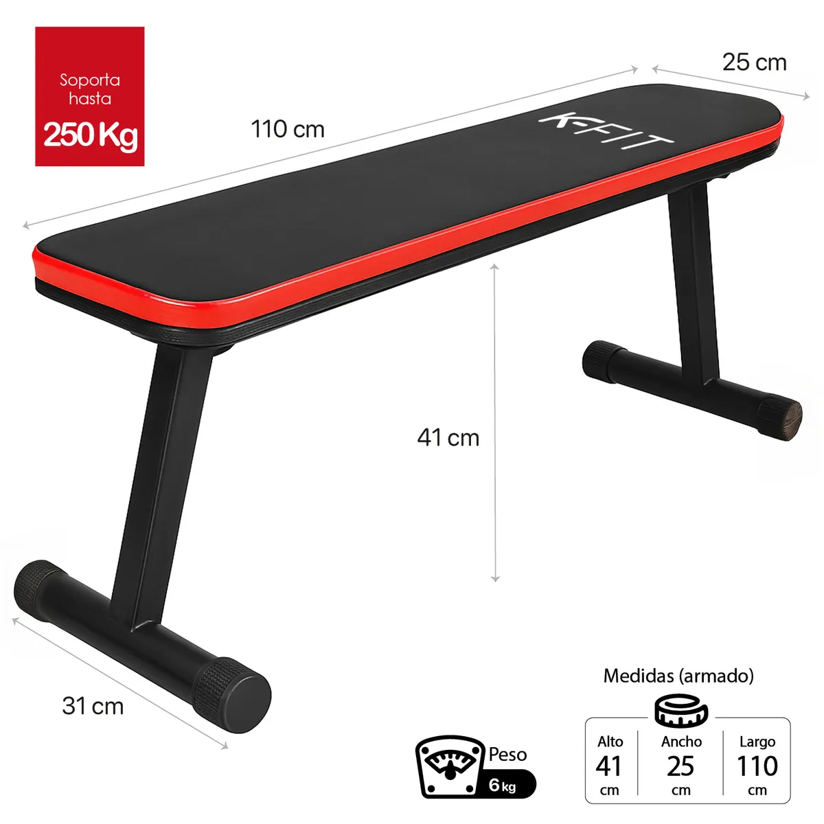 K FIT - Banca De Ejercicios Multifuncional Plegable KFit