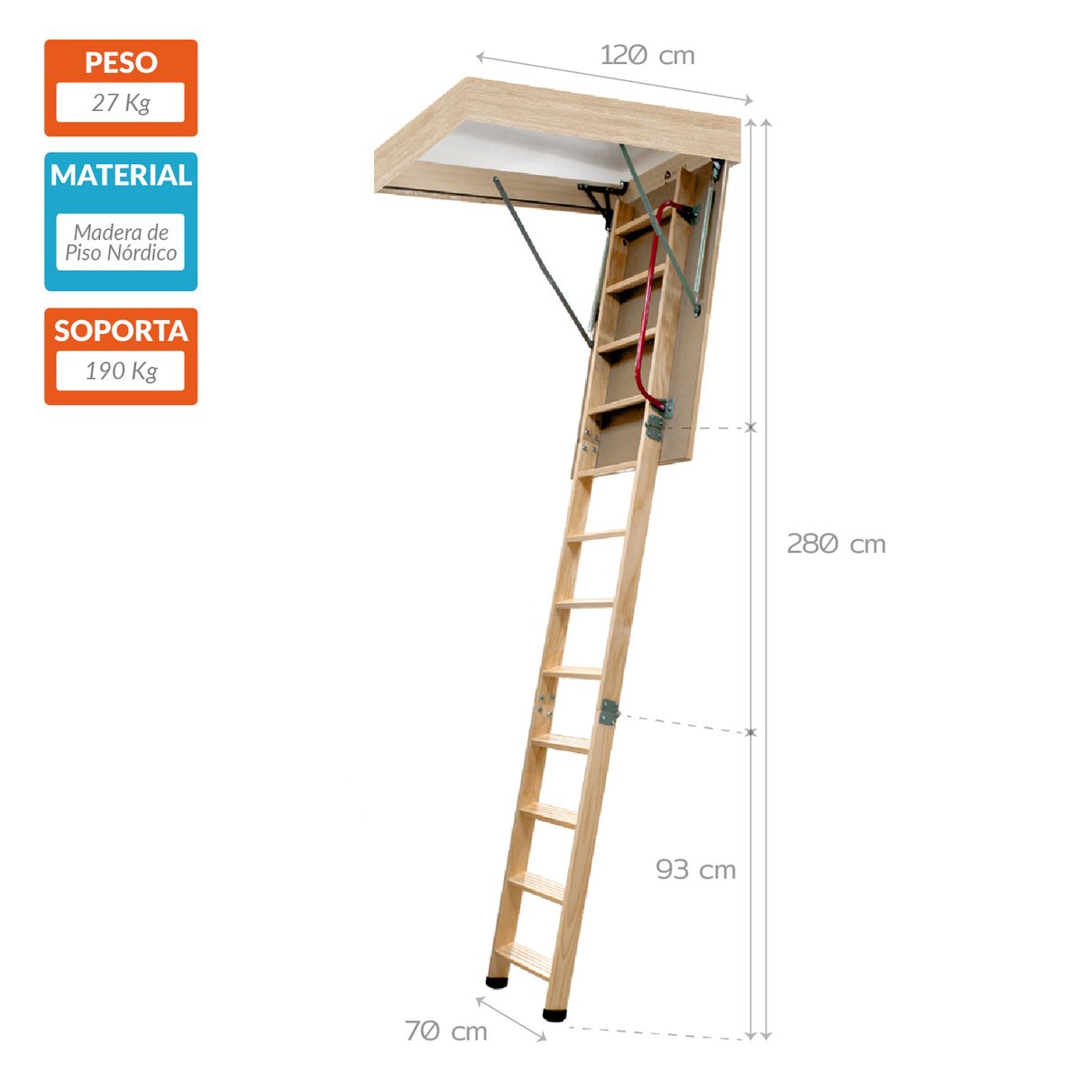 HOMECLAF - Escalera Ático Mansardas 70x120cm Tu Entretecho Bodega Homeclaf