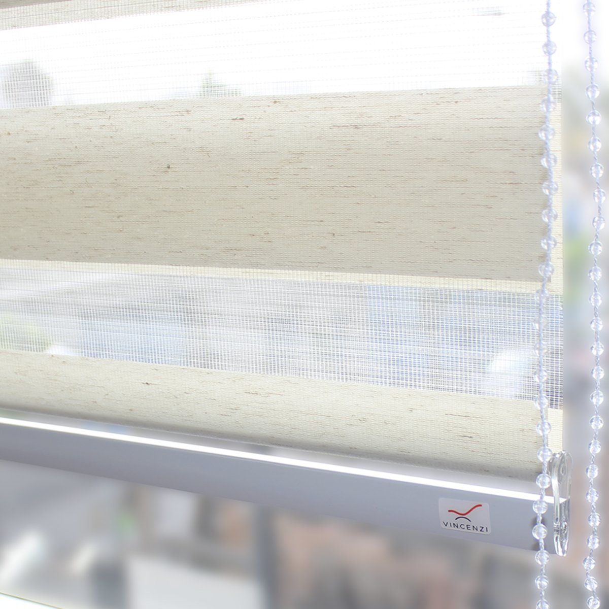 VINCENZI - Cortina Roller Duo Lino Blanco Oats 120x240cm