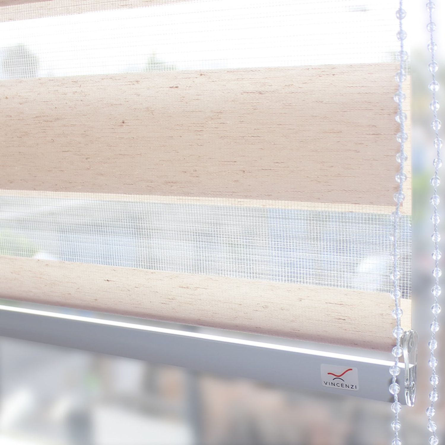 Cortina Transparente Joyswahl Lola - 140 X 175 Cm | Diseño De Ondas Multicolor, Color Beige