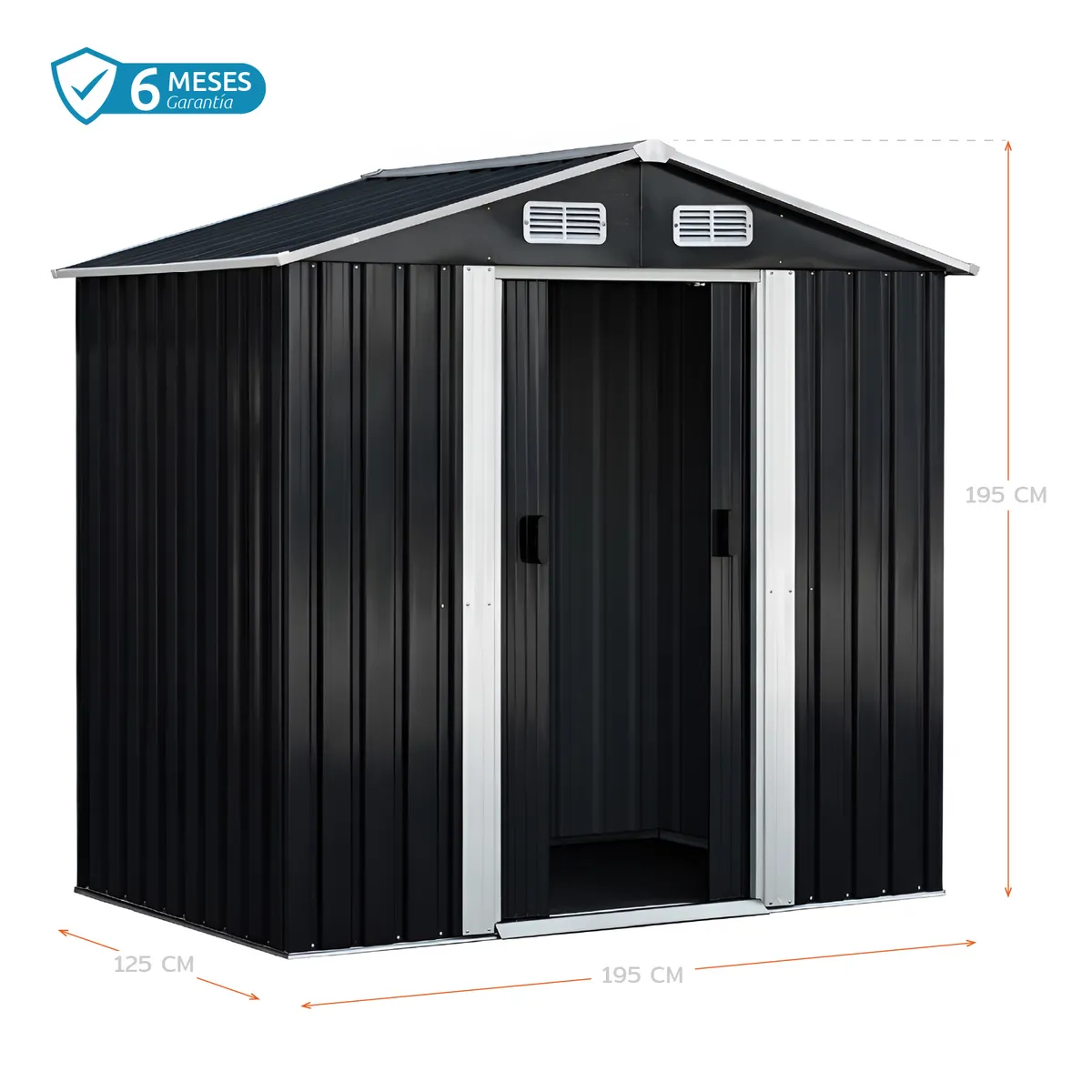 HOMECLAF - Bodega de Jardín Negra 195X125X195CM