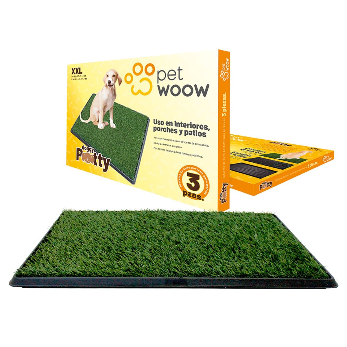 PETWOOW - Baño ecológico perros gatos doggy potty 75x50 cm XXL