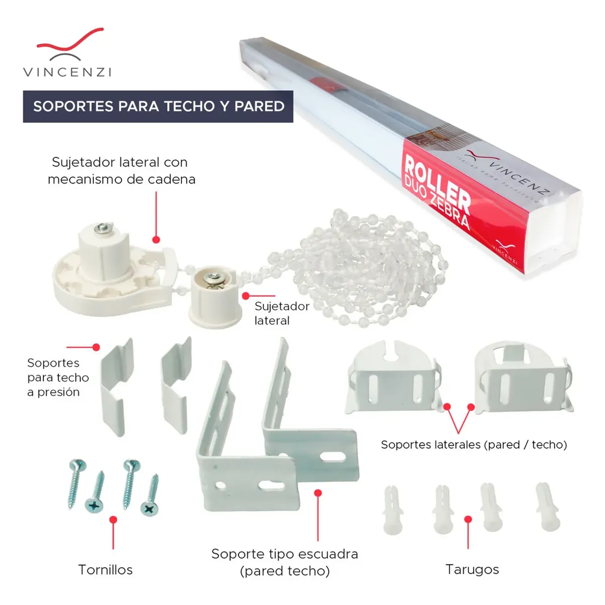 VINCENZI - Cortina Roller Duo Blanca 220x240 cm Vincenzi