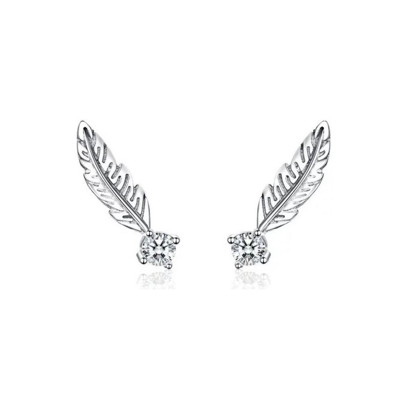 LA GARZA - Aros Mujer Plata Liberty Pluma Circon