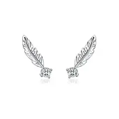 LA GARZA - Aros Mujer Plata Liberty Pluma Circon