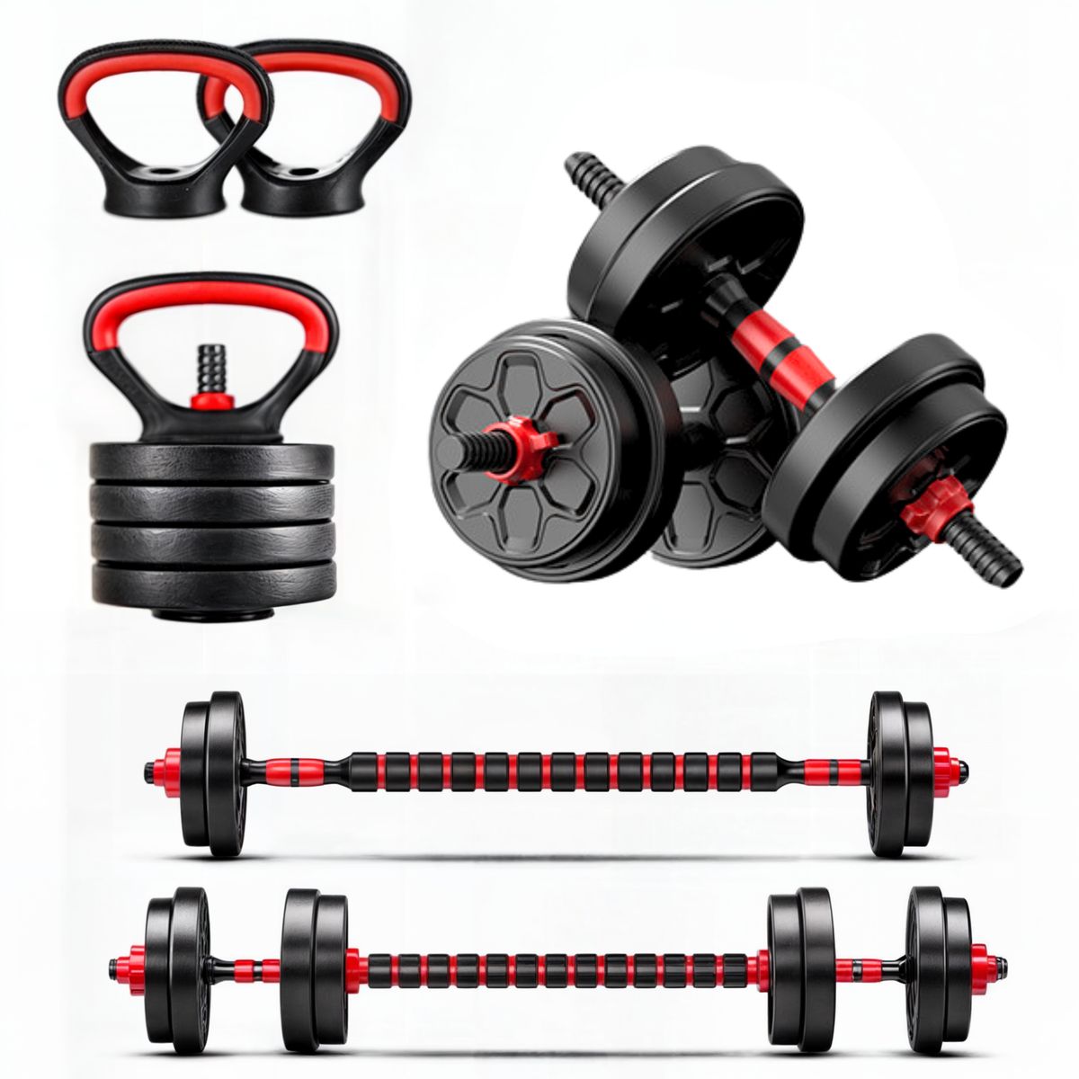 YEP S - Set Mancuernas 10 Kg Ajustables Rusa Kettlebell 3 en 1