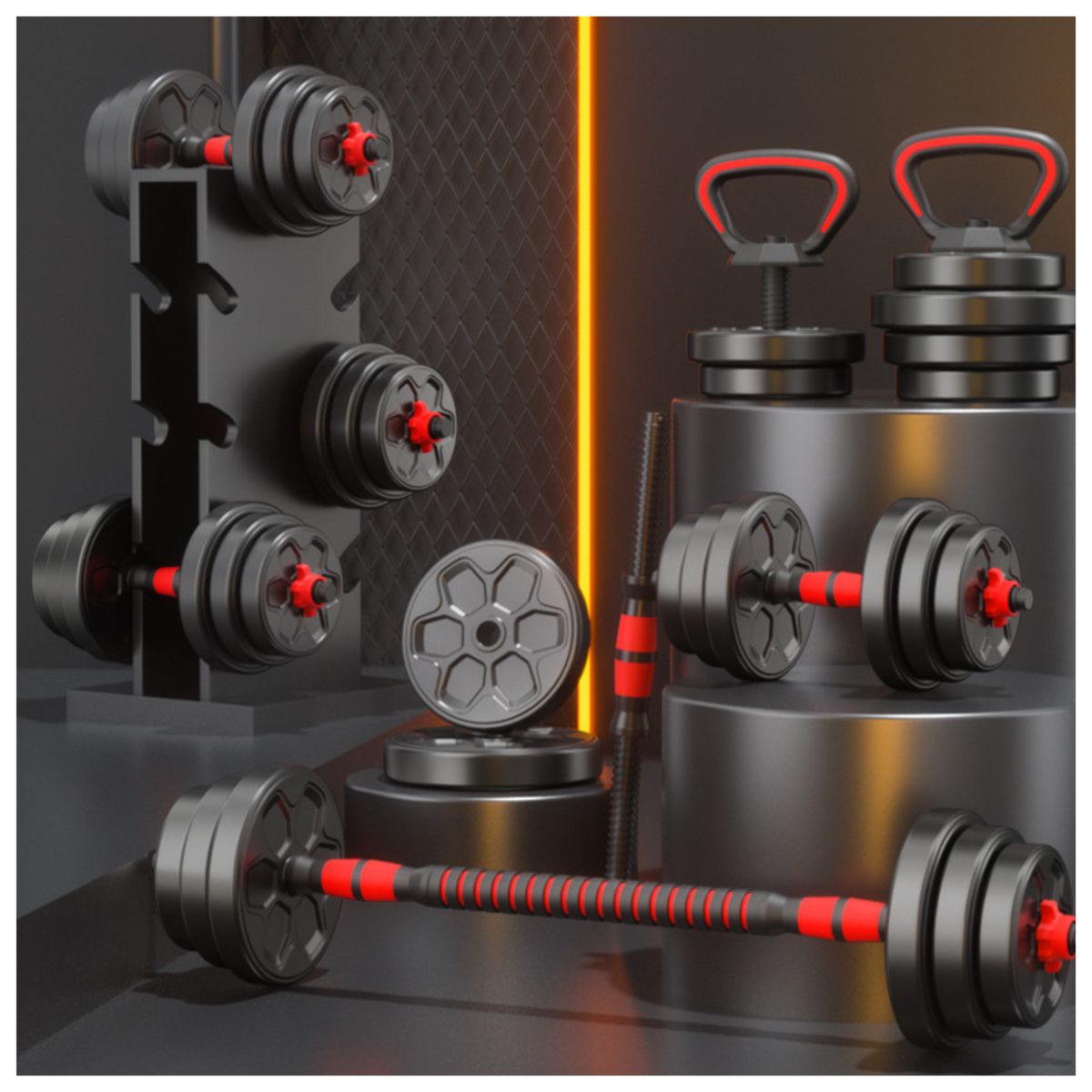 YEP S - Set Mancuernas 10 Kg Ajustables Rusa Kettlebell 3 en 1