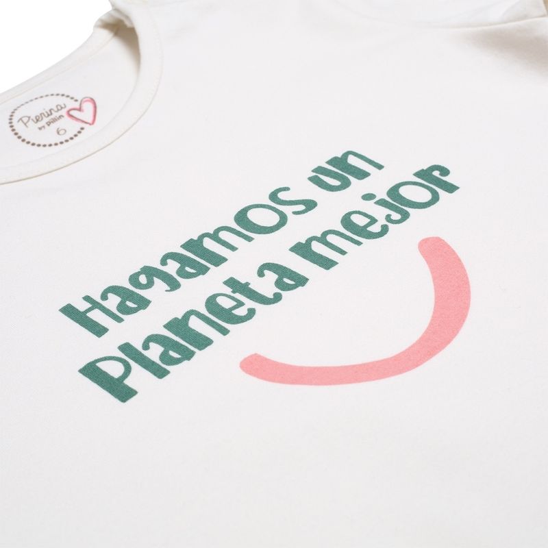PILLIN - Polera Algodón Reciclado Algodón Verano Niña Crudo - Crema