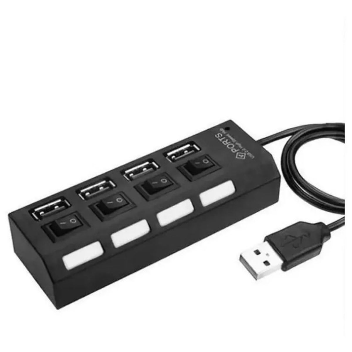 GENERICO - Hub Irm Usb 4 Puertos Independientes Con Interruptor Y Led