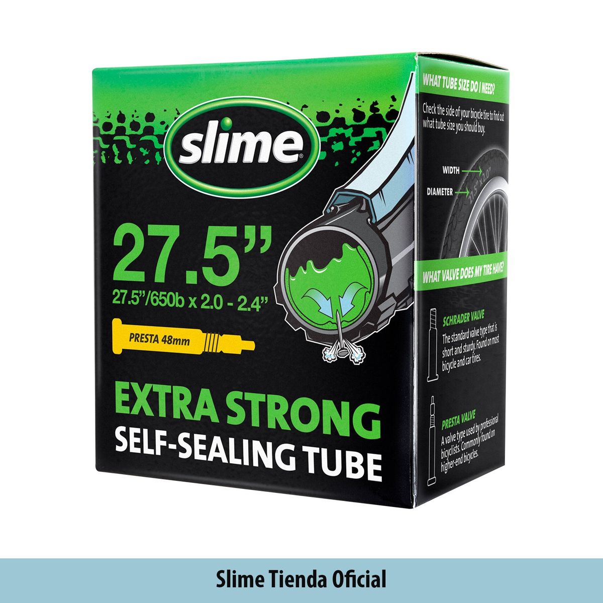 SLIME - Cámara Antipinchazo Aro 27.5-Mountain Bike, Valvula Presta