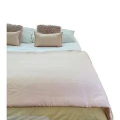 ANTONIA PAZ - Set Piecera Lino Rosado Nude 90 X 240 2 Cojines